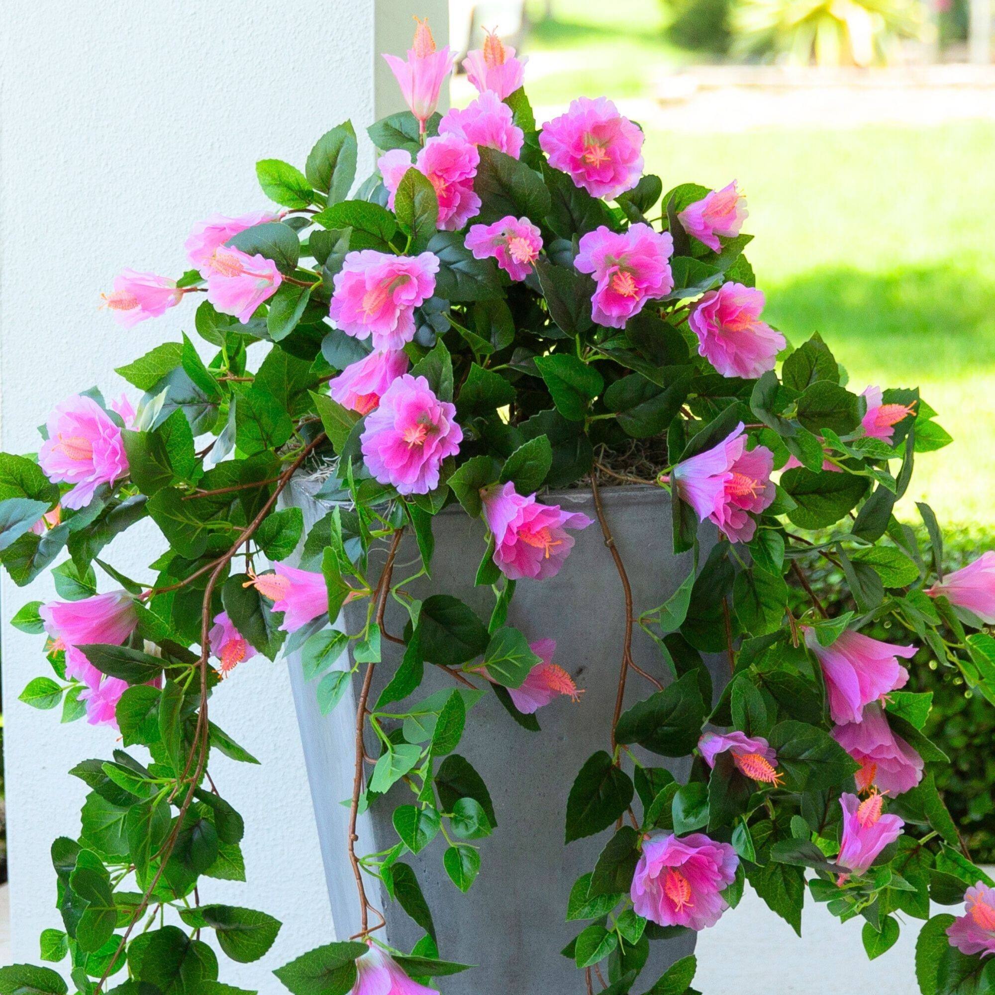 41" UV Resistant Artificial Hibiscus Hanging Plants